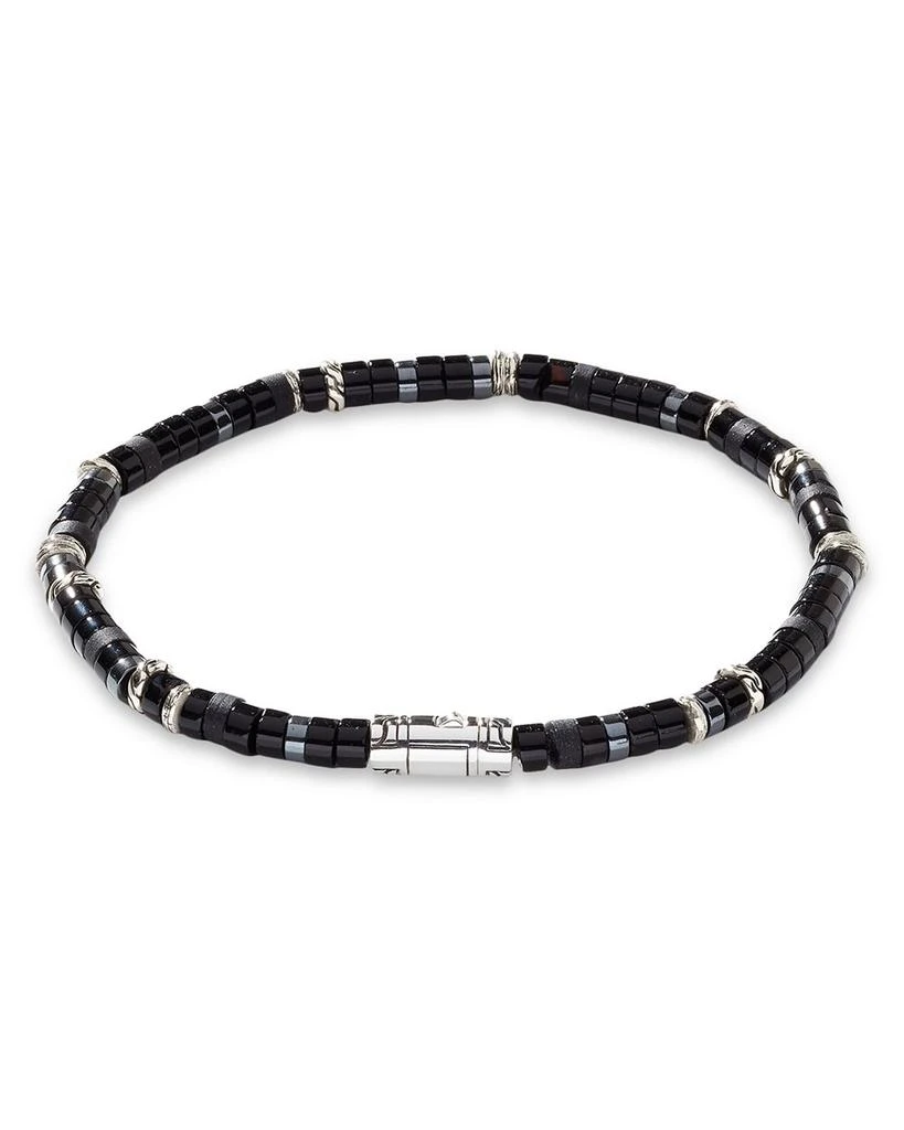 John Hardy Men
s Sterling Silver Classic Chain Onyx 
Hematite Bead Heishi Bracelet 3