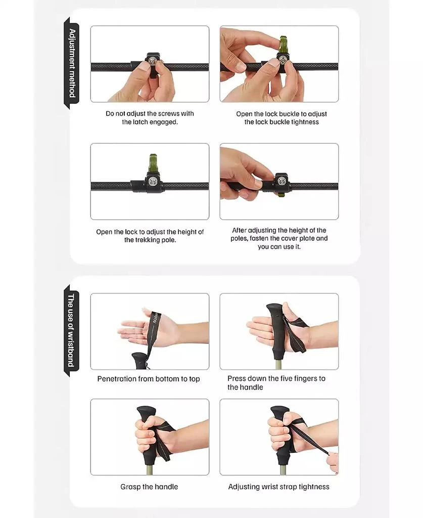 Naturehike 1pc Trekking Pole Carbon 169g, Adjustable Ultra-Lightweight Hiking Sticks Unisex Walking Stick with Accessories for Outdoor,Soil Brown 6