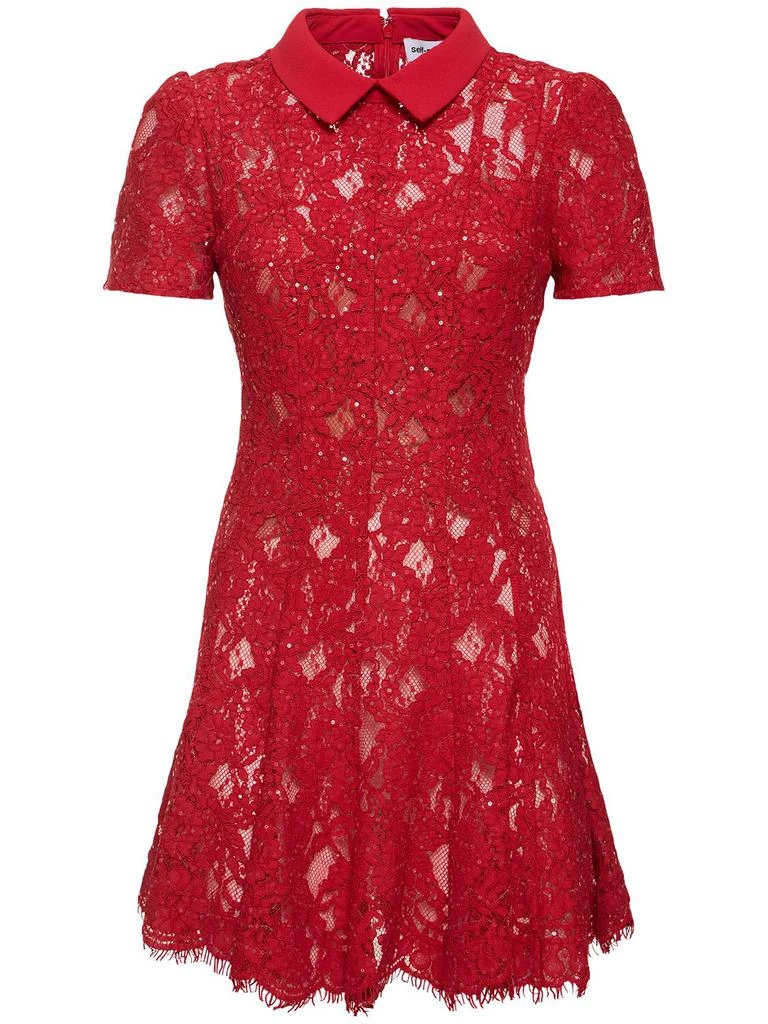 Self Portrait Sequined Lace Mini Dress - Dresses & Skirts - BeyondStyle