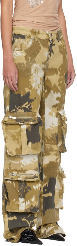 Blumarine Brown Camouflage Denim Cargo Pants