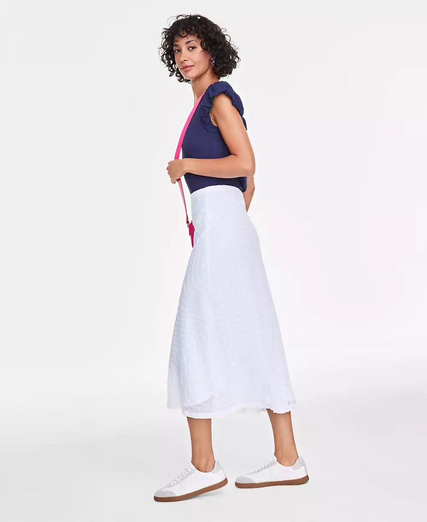 On 34th Women's Embroidered Eyelet Pull-On Midi Skirt, Exclusively at Macy's