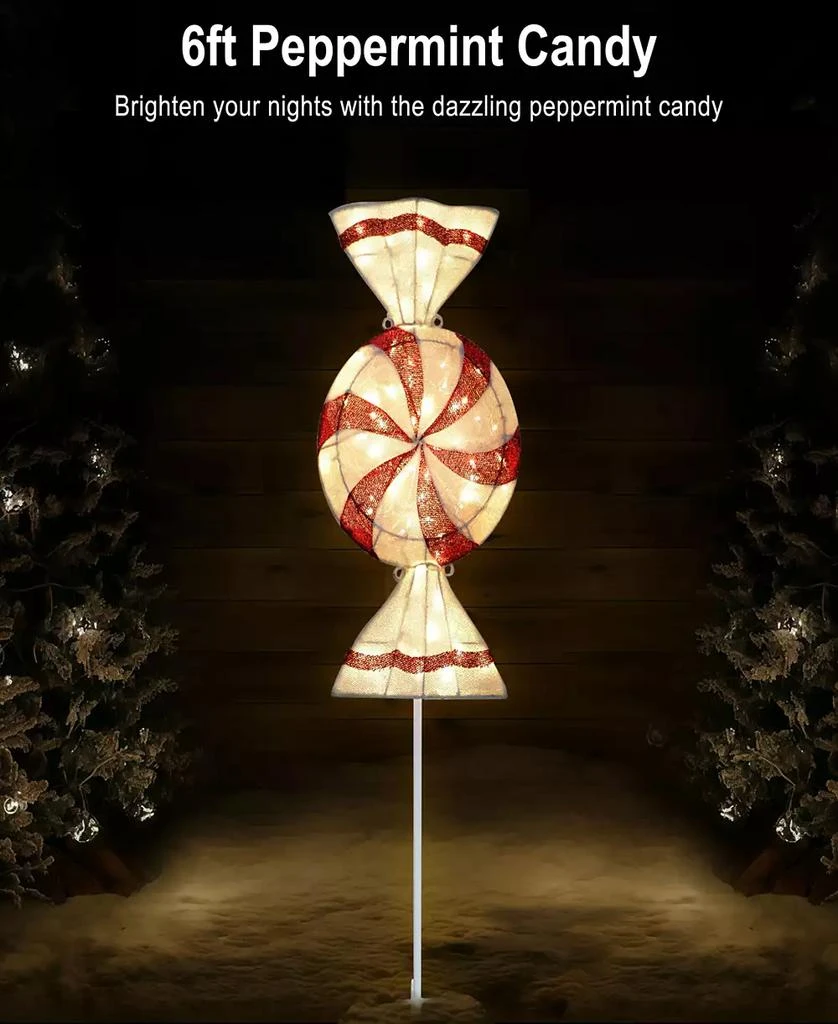 Puleo International 6
 Pre-Lit Outdoor Peppermint Candy Pathway Stake Christmas Décor 7