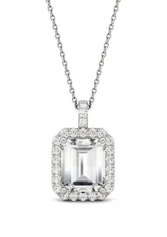 Charles 
Colvard 3.94 ct. t.w. Moissanite Halo Pendant Necklace in 14k White Gold