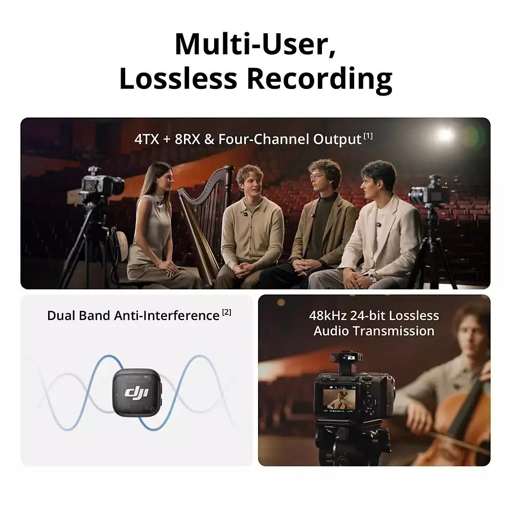 DJI Mic 3 2-Person Advanced Mini 2.4GHz Wireless Microphone System with Charging Case 5