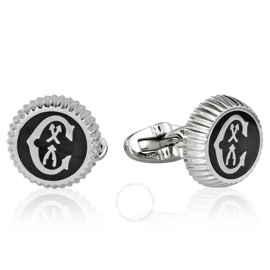 Charriol Men's Steel / Black Logo Cufflinks