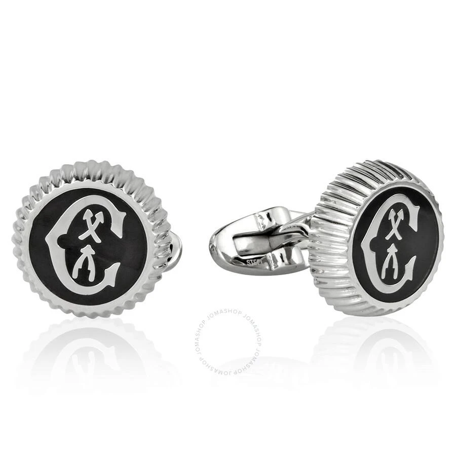 Charriol Men's Steel / Black Logo Cufflinks 1