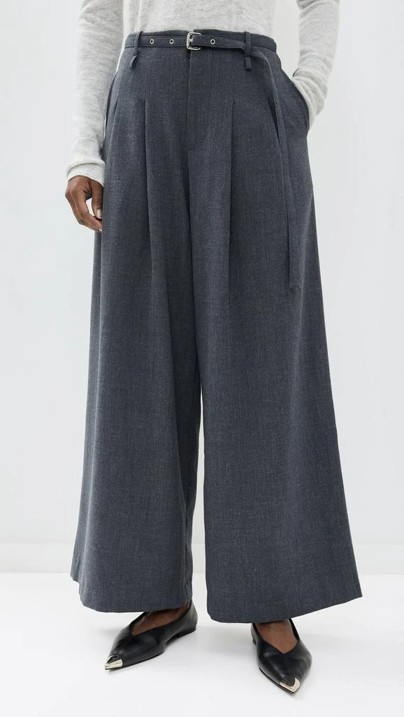 Pixie Market Smoking Belted Grey Wide Leg Pants 6