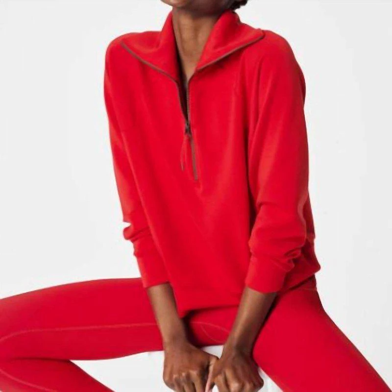 SPANX Airessentials Half Zip Sweater In Spanx Red 1