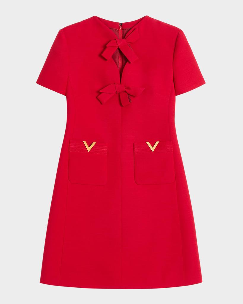 ワンピース VALENTINO FALL BACK RIBBON MINI DRESS (5B0VAC061CF 0NO) Valentino Mini Dress with Women's cut-out - Dresses & Skirts