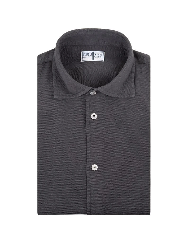 Fedeli Steve Polo Shirt In Grey Giza Piquet 1