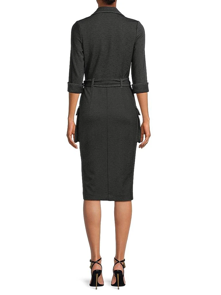 Black Halo Iria Stretch-Denim Self-Tie Midi-Dress 5