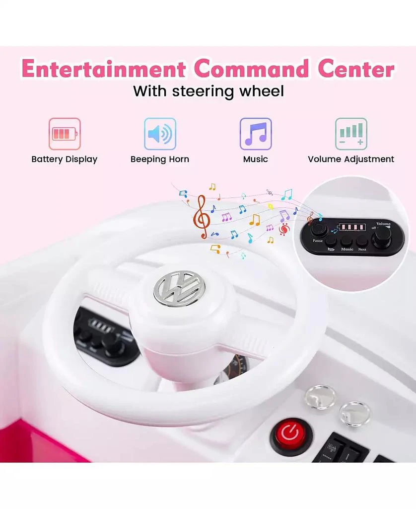 Mecale 12V Ride On Car Licensed Volkswagen Ride-on Bus with Cup Holder and LED Headlights for 3+ Years 2