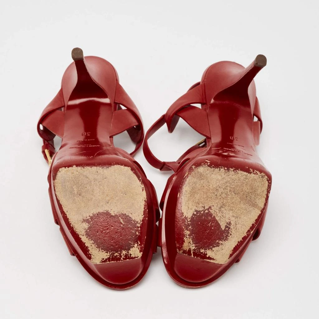 Yves Saint Laurent Saint Laurent Red Leather Tribute Platform Sandals Size 38 6