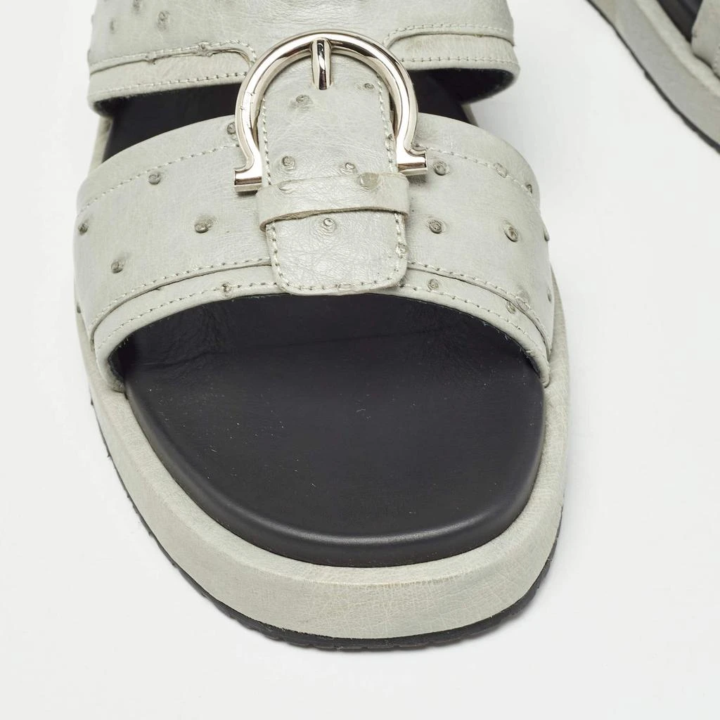 Salvatore Ferragamo Salvatore Ferragamo Grey Ostrich Lutfi Platform Slides Size 40.5 7
