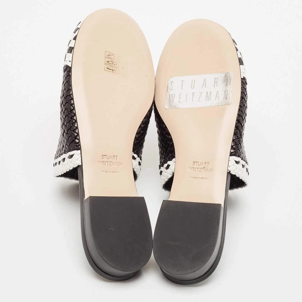 Stuart Weitzman Stuart Weitzman Black/White Woven Leather Indiana Flat Mules Size 36 6