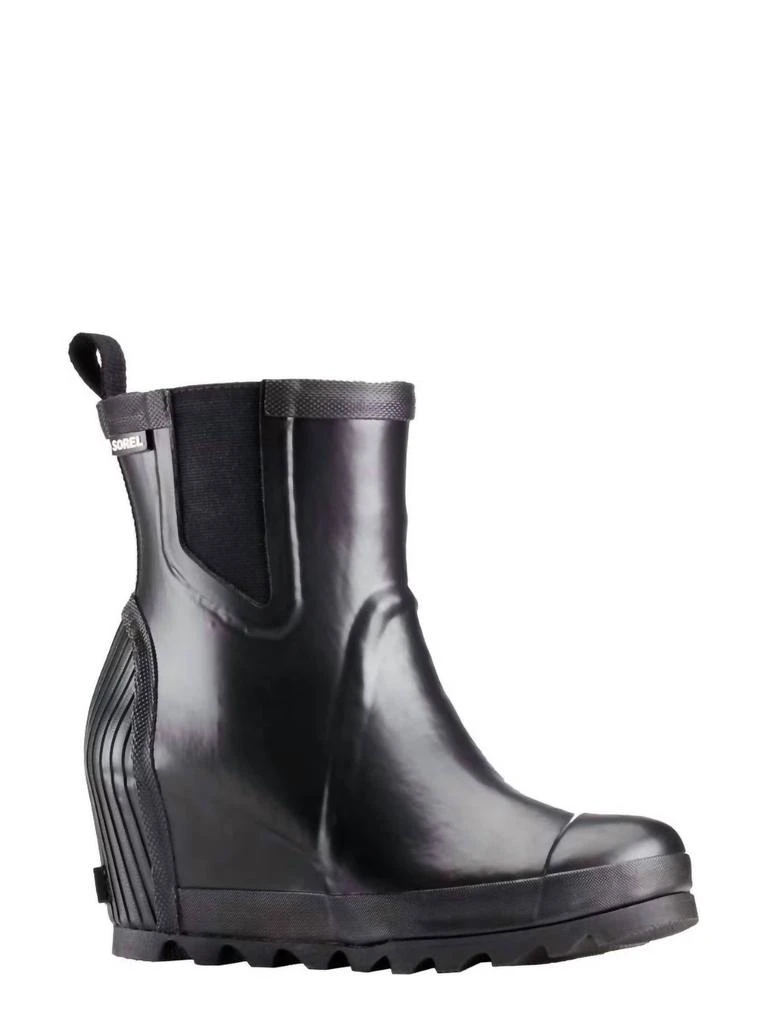 SOREL Women's Joan Rain Wedge Chelsea Boot In Black 1