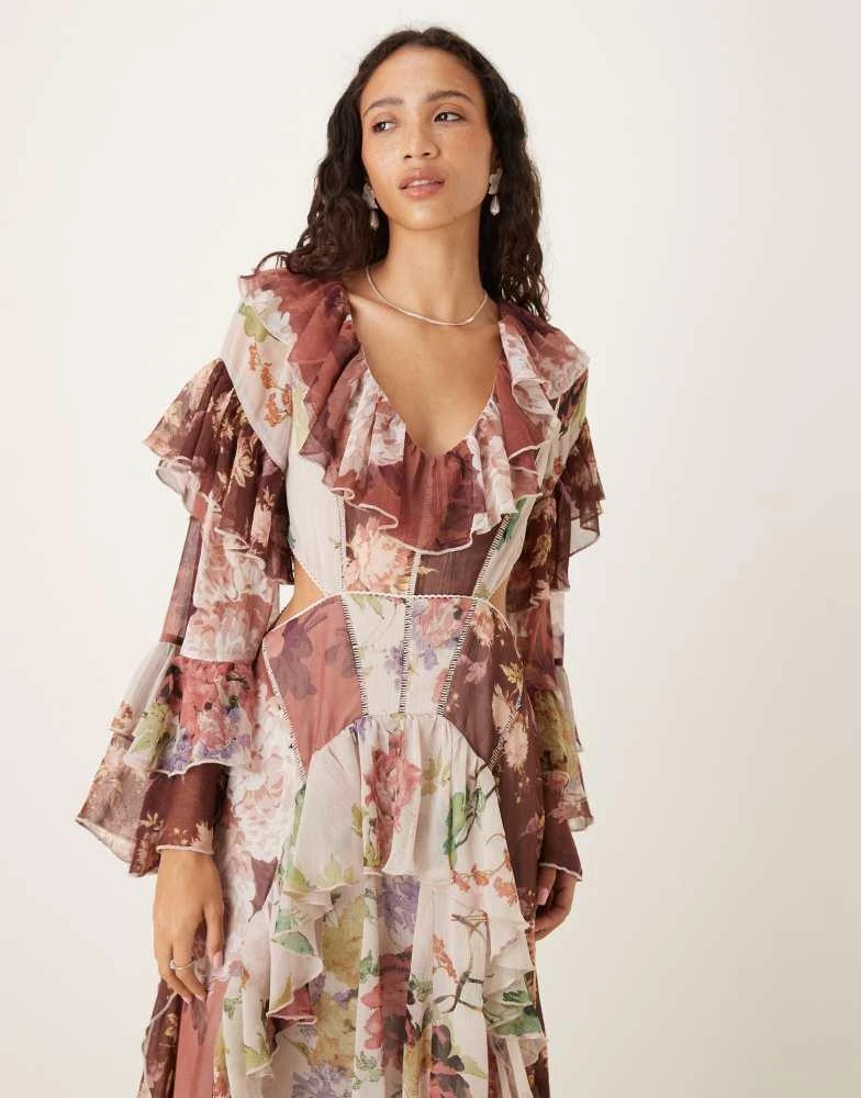 Long Sleeve Asos Maxi Floral Dress ASOS DESIGN Long Sleeve Maxi Dress In  Black With Blue