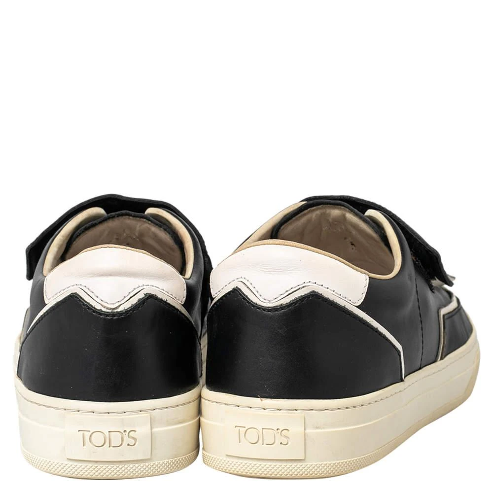 Tod's Tod's Black/White Leather Fringe Detail Slip On Sneakers Size 37 5