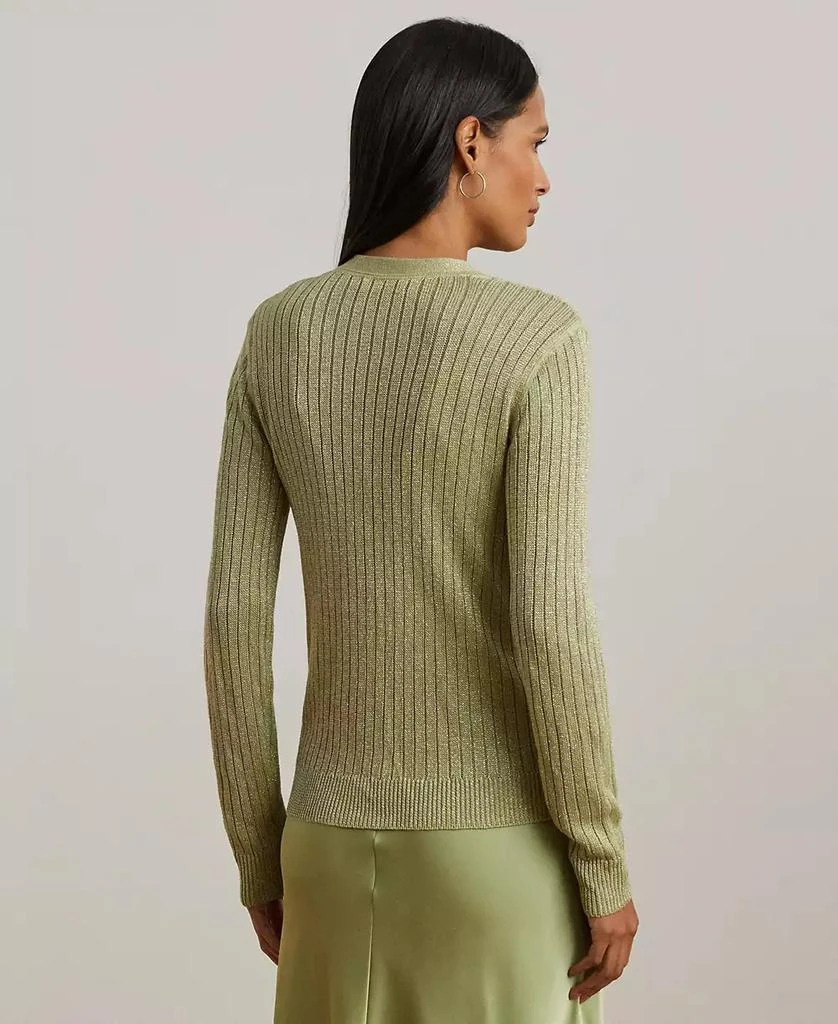 Ralph Lauren Women's Metallic Linen-Blend Rib-Knit Cardigan 3