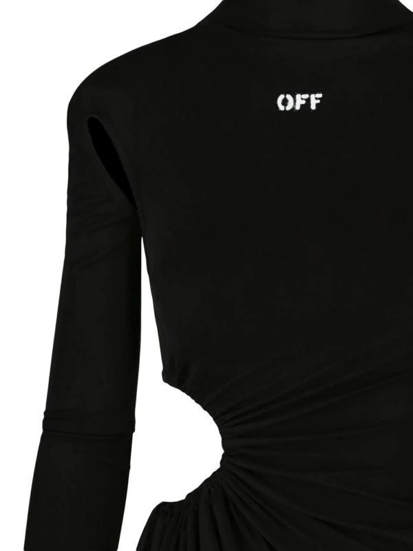 Off-White Cut-Out Ruched Asymmetric Midi-Dress 3
