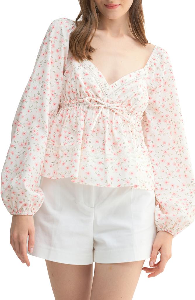 Lush Floral Lace Sweetheart Neck Top