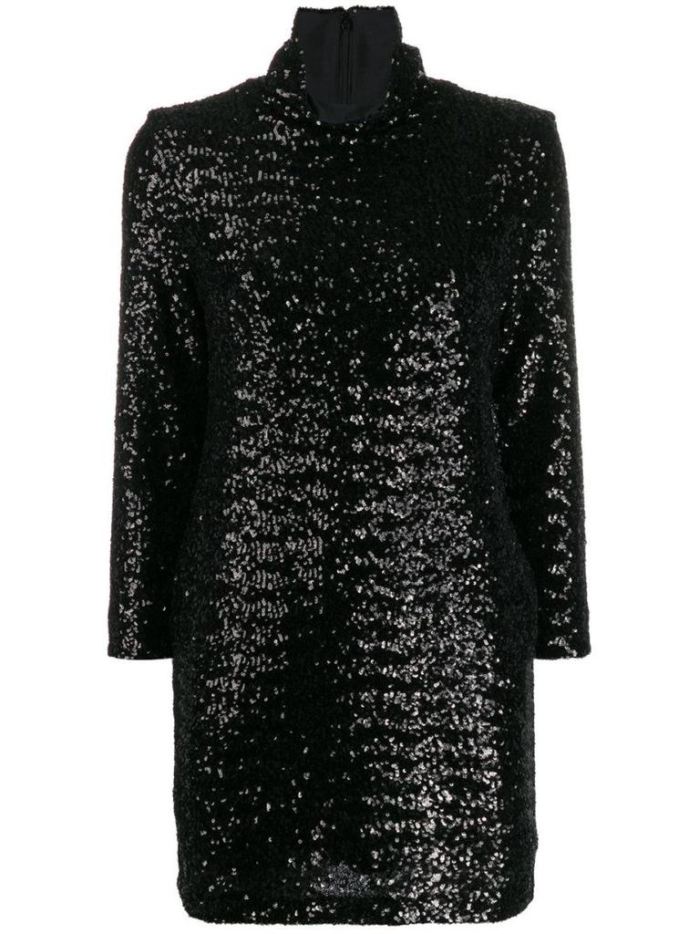 Fabiana Filippi Glitter-Embellished Evening Dress With High Neckline