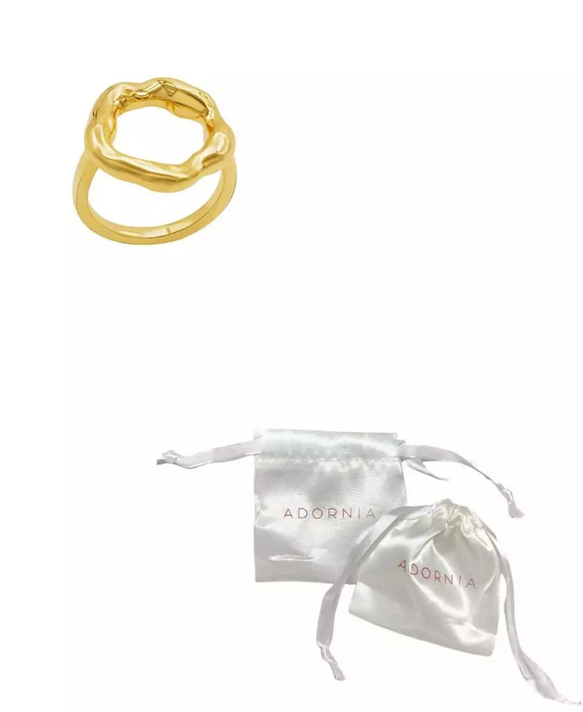 ADORNIA Tarnish Resistant 14K Gold-Plated Open Circle Hammered Ring 2