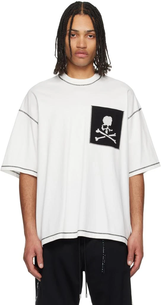 mastermind JAPAN White Boxy Cross-Stitch T-shirt 1