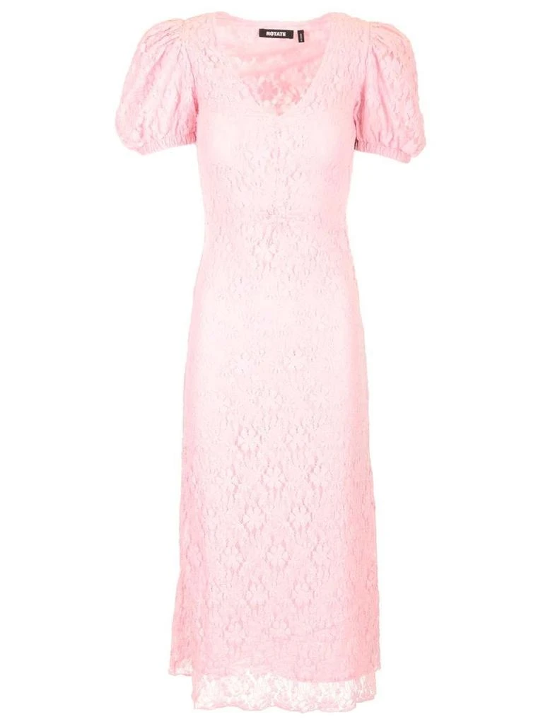 ROTATE Birger Christensen ROTATE Lace Puff Sleeve Midi Dress 1