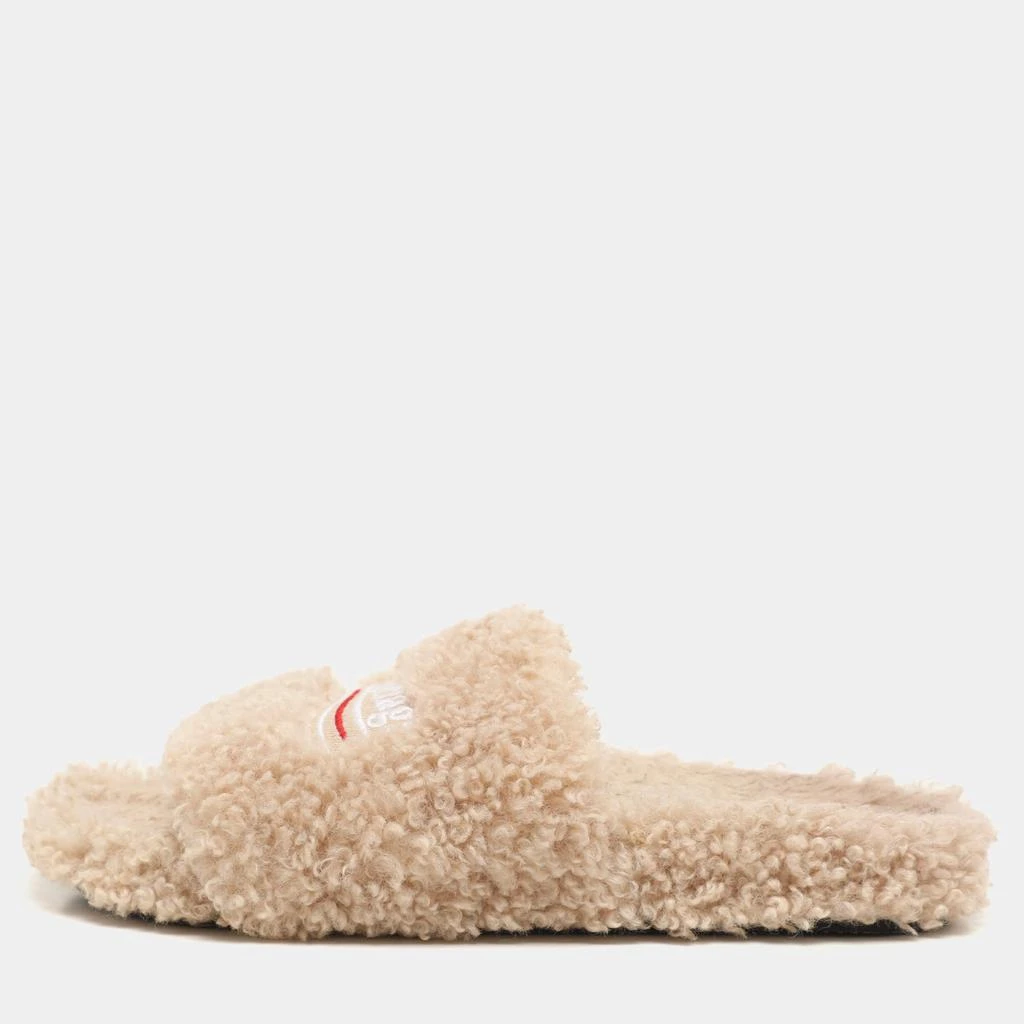 Balenciaga Balenciaga Beige Faux Fur Fury Slide Sandals Size 37 1