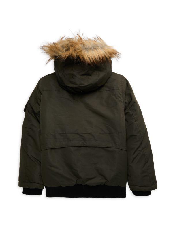 NOIZE Boy's Faux Fur Trim Hood Bomber Jacket