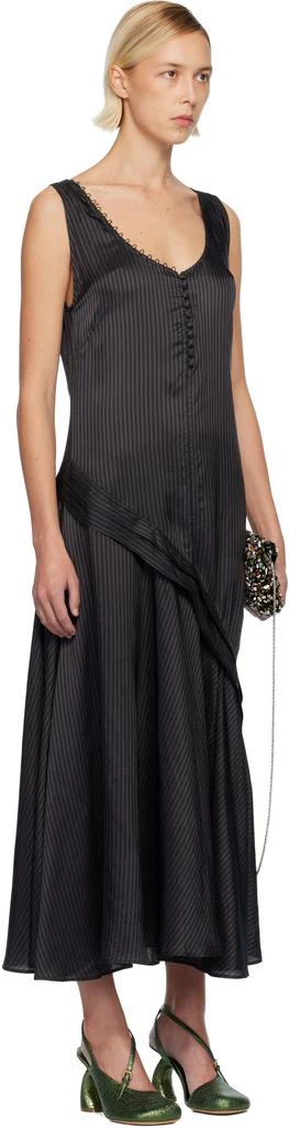 Dries Van Noten Gray Striped Midi Dress 2