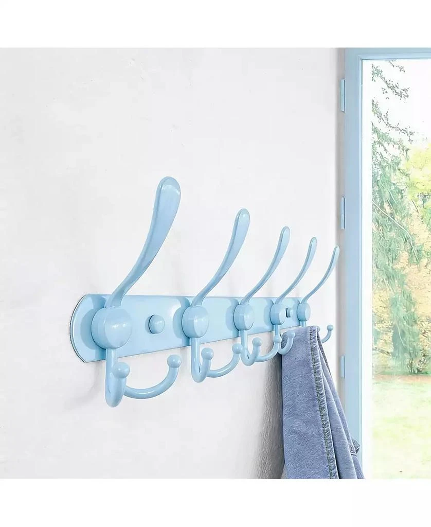 YIGII Durable Stainless Steel 5-Tri Hook Wall Rack for Hats, Coats, Towels, Blue 4
