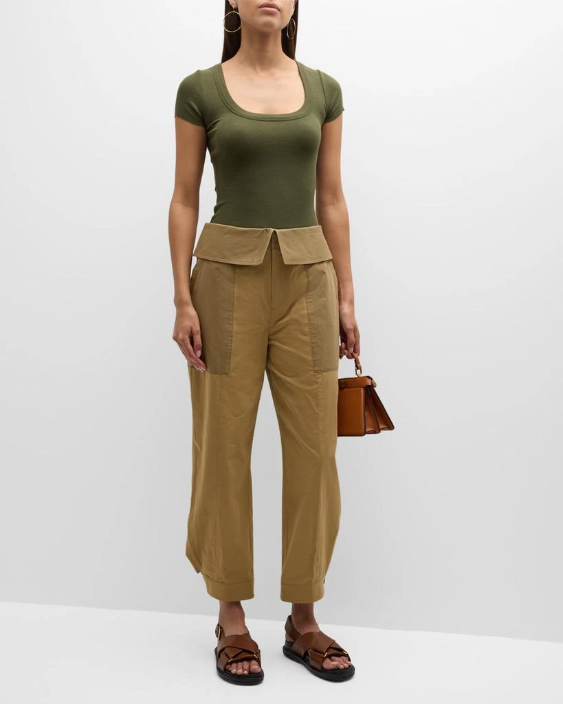 FRAME Ribbed Scoop-Neck Baby Tee 2