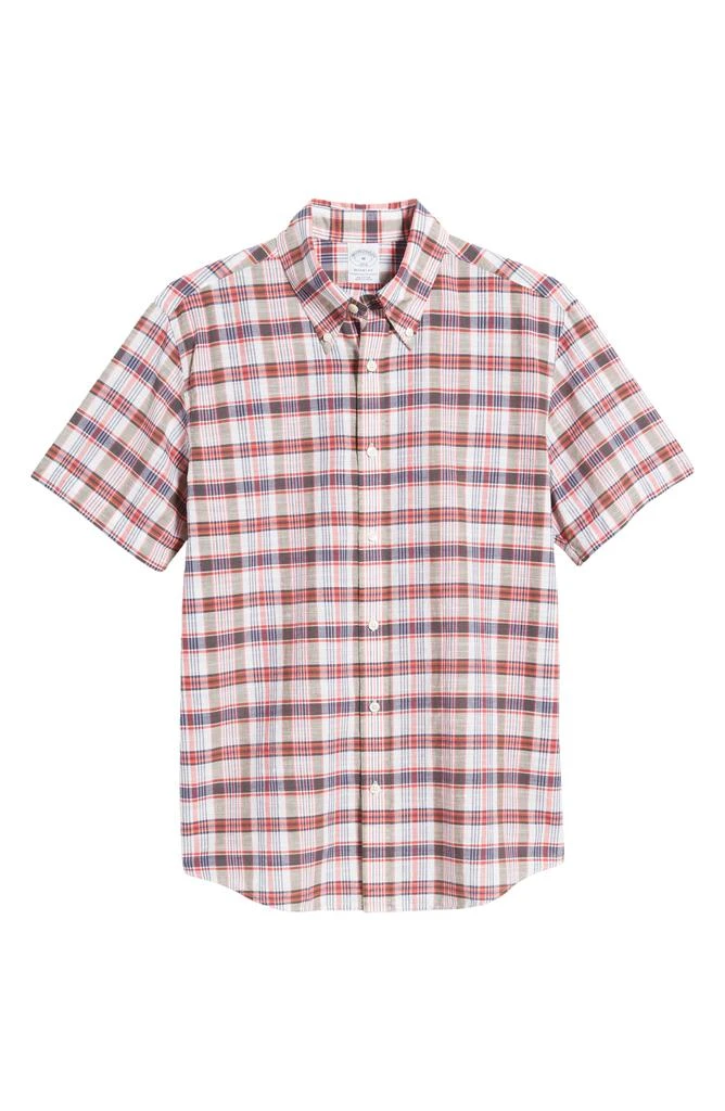 Brooks Brothers Madras Short Sleeve Plaid Button-Down Shirt 6