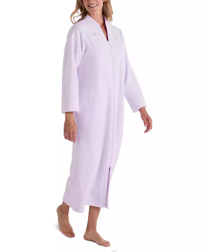 Miss Elaine Women's Zip-Front Long-Sleeve Fleece Robe
