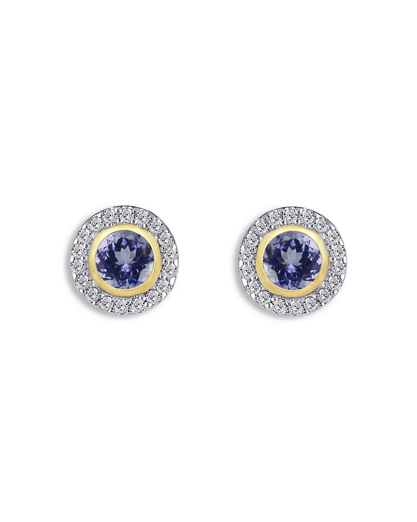 Moon & Meadow 14K Yellow Gold Tanzanite & Diamond Halo Stud Earrings 1