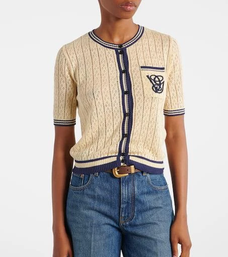 Valentino Cable-knit linen-blend cardigan 5