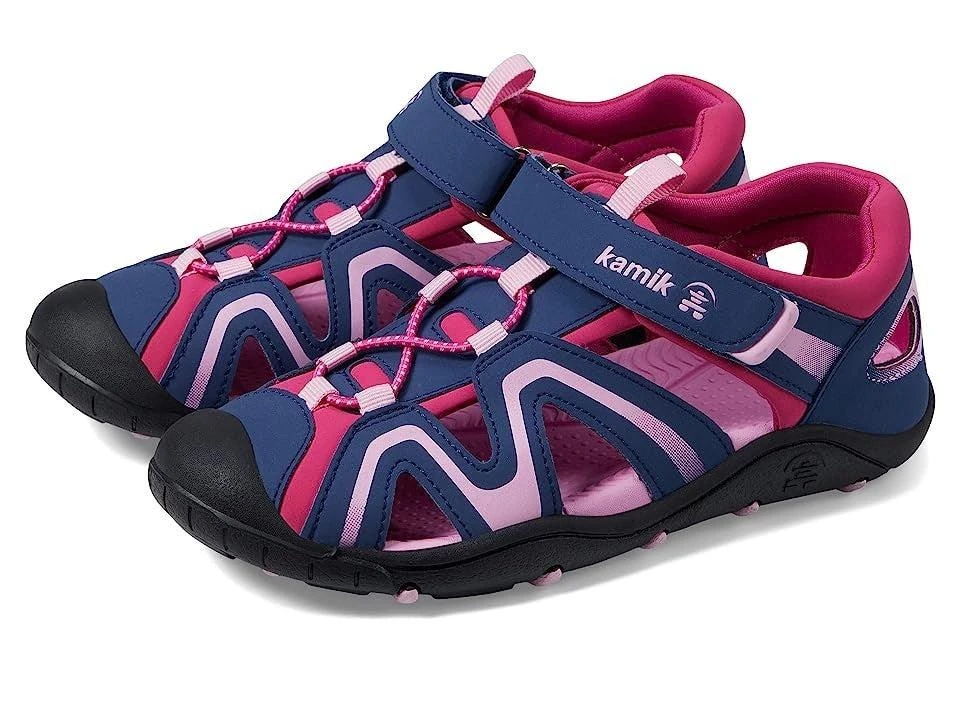 Kamik Kids Kamik Kick Sandals Navy Pink Leather Waterproof Adjustable Strap JOBB2107