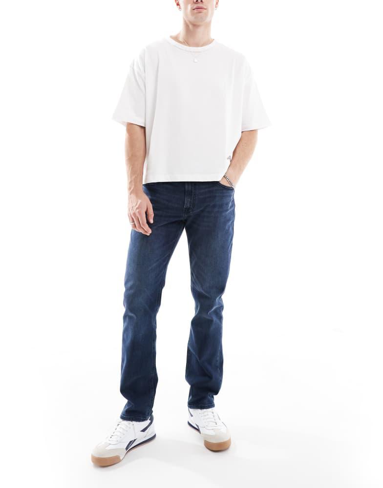 Jack & Jones Jack & Jones clark straight jeans in dark wash