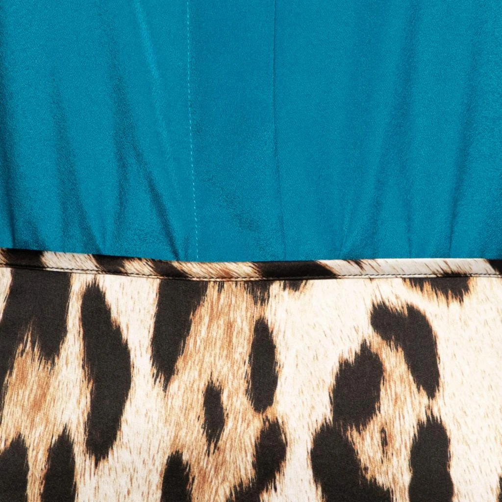 Just Cavalli Just Cavalli Blue & Animal Printed Crepe Shirt & Maxi Skirt Set L 4