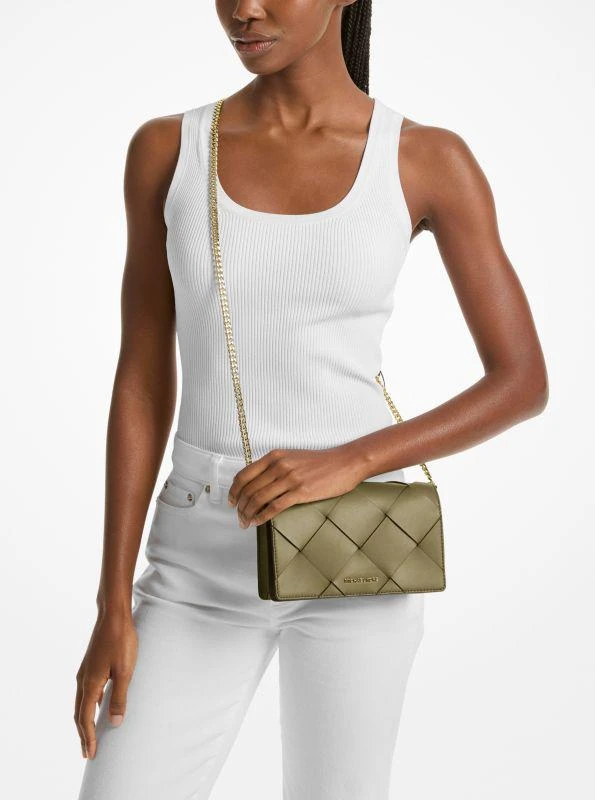 Michael Kors Jet Set Medium Woven Leather Crossbody Bag 4