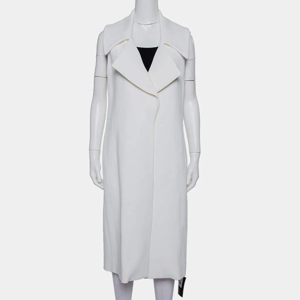 CUSHNIE Cushnie et Ochs White Crepe Collared Open Front Coat S 1