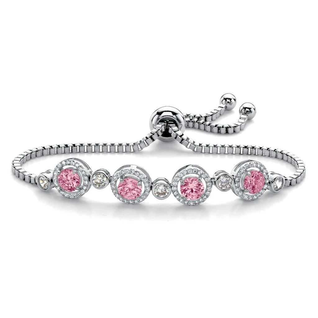 Palm Beach Jewelry .92 Cttw.Platinum-Plated Birthstone and CZ Adjustable Bolo Bracelet 9" 8