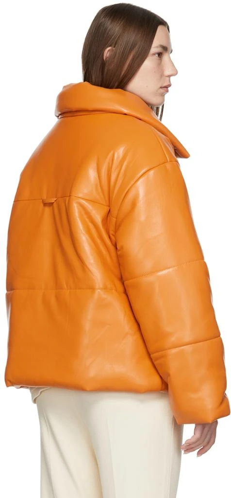 Nanushka Orange Hide Puffer Vegan Leather Jacket 3