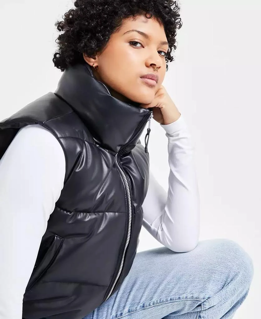S13 Women's Faux-Leather Stand-Collar Puffer Vest 3