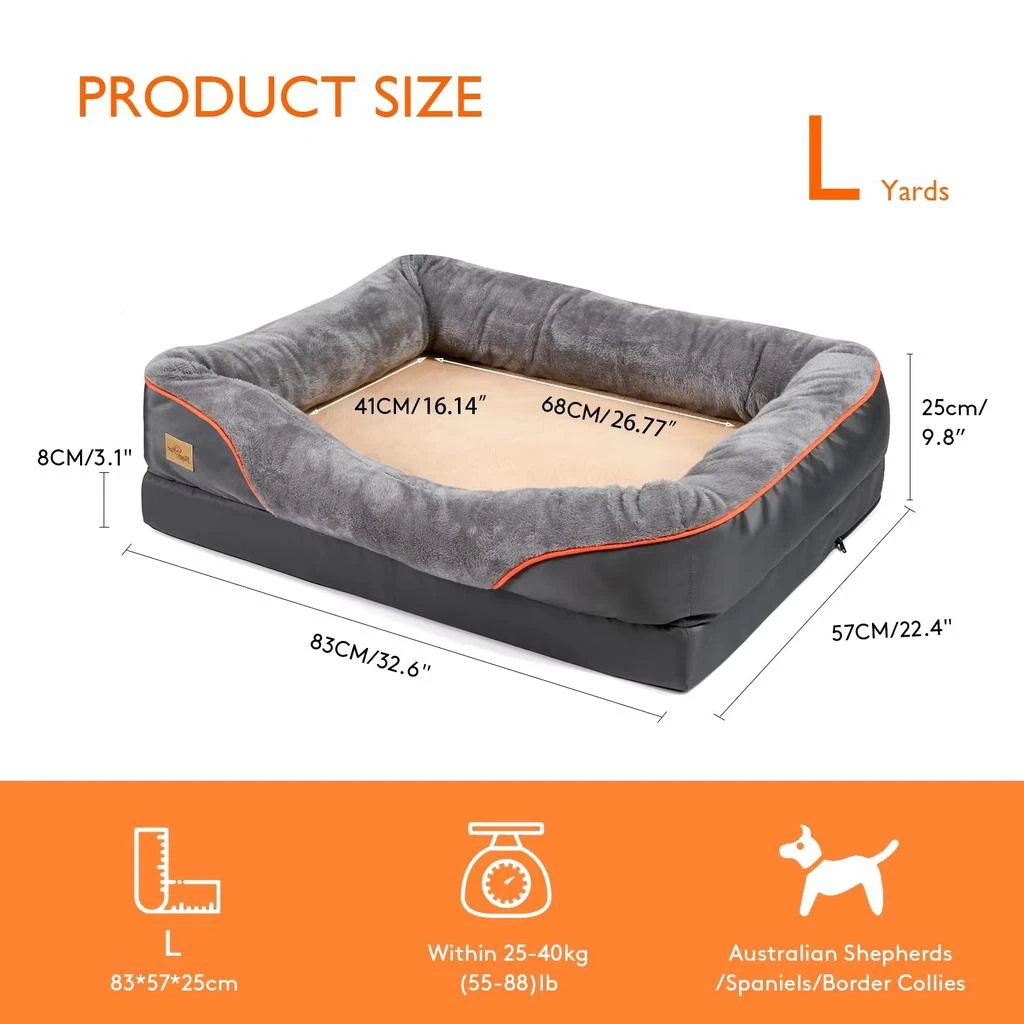 BINGOPAW Premium Large Dog Bed with Soft Fleece, Anti-Allergy Features, Removable Washable Cover, and Waterproof Design
