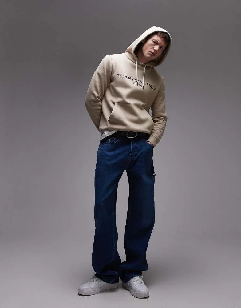 Tommy Hilfiger Tommy Hilfiger Logo embroidery drawstring hoody in light brown 3