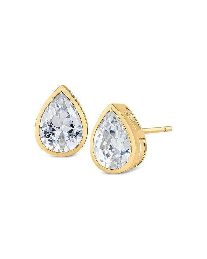Kenneth Jay Lane Pear Shape Cubic Zirconia Bezel Stud Earrings