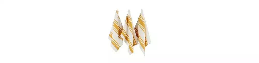 Design Imports Everyday Kitchen Dishtowel Collection Large Chef Stripe Tea Towel, 18x28", Honey Gold, 3 Count